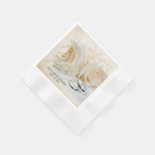 Serviette En Papier roses blanches d'anniversaire et groupes mariages (Coin)