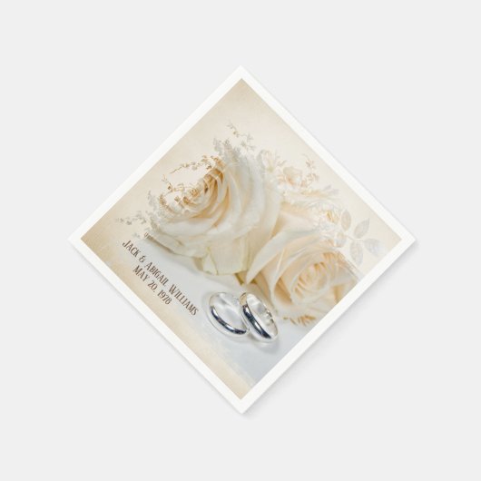 Serviette En Papier roses blanches d'anniversaire et groupes mariages (Coin)