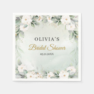 Serviette En Papier Roses blanches de saumons blancs et douche de mari