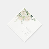Serviette En Papier Roses blanches divines et Mariage d'âge (Coin)
