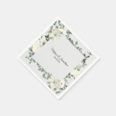 Serviette En Papier Roses blanches d'ivoire Floral Mariage romantique (Coin)