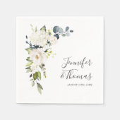 Serviette En Papier Roses blanches et Hydrangeas Mariage floral (Devant)