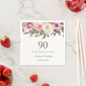 Serviette En Papier Roses blanches et roses élégantes Personnalisation (En situation)