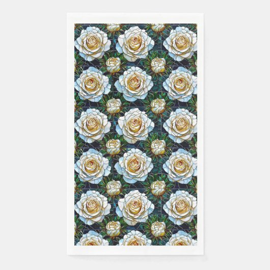 Serviette En Papier Roses blanches fleurs (Devant)