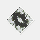Serviette En Papier Roses blanches Floral & Charcoal Gris Fête des mar (Coin)