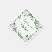 Serviette En Papier Roses blanches Mariage de feuillage (Coin)