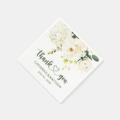 Serviette En Papier Roses blanches Mariage de feuillage (Coin)