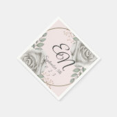 Serviette En Papier Roses blanches Monogramme rustique mariage (Coin)