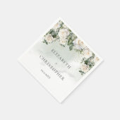 Serviette En Papier Roses blanches romantiques Eucalyptus mariage de v (Coin)