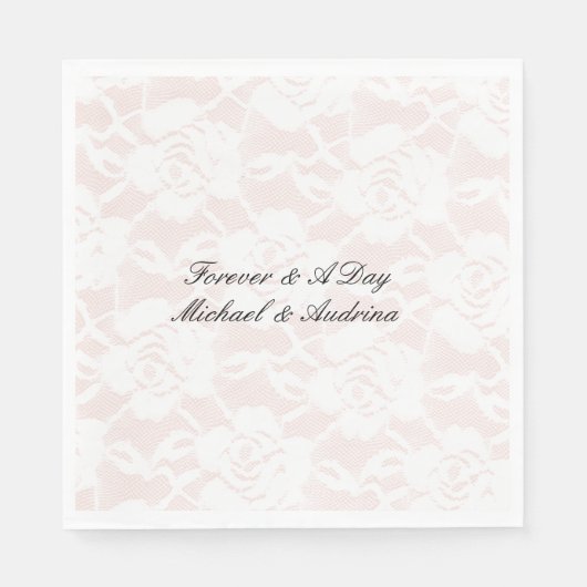 Serviette En Papier Roses blanches romantiques Mariage rose pâle (Devant)