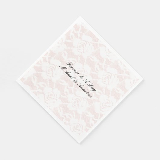 Serviette En Papier Roses blanches romantiques Mariage rose pâle (Coin)