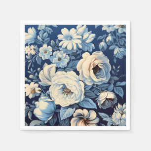 Serviette En Papier Roses blanches sur Indigo Arrière - plan bleu