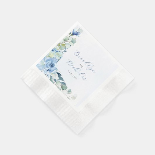 Serviette En Papier Roses bleu aquarelle (Coin)