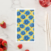 Serviette En Papier Roses bleues 3d (En situation)