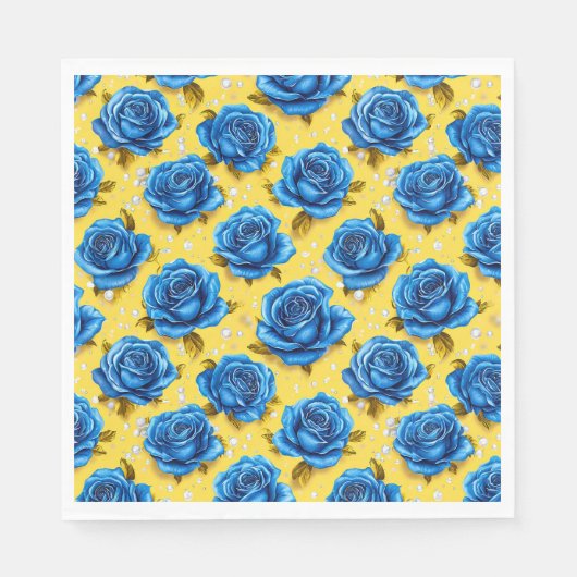 Serviette En Papier Roses bleues 3d (Devant)