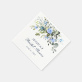 Serviette En Papier Roses Bleues d'Eucalyptus Élégant Fleurs Mariage (Coin)