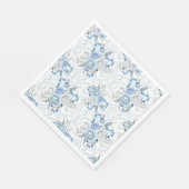 SERVIETTE EN PAPIER ROSES BLEUES ET BLANCHES PAPIER NAPKINS (Coin)
