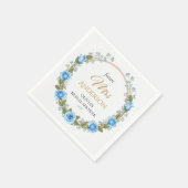 Serviette En Papier Roses Bleus Élégants & Bébé (Coin)