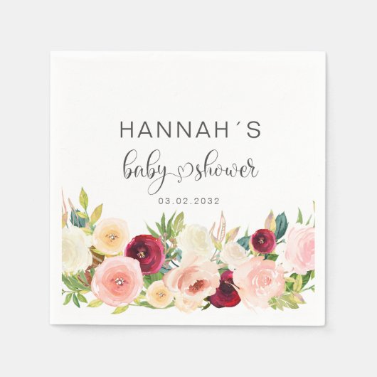 Serviette En Papier Roses colorés, Baby shower (Devant)