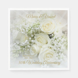 Serviette En Papier Roses crème blanche, fleurs du souffle de bébé