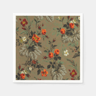 Serviette En Papier Roses & Daisies Floral Pattern Antique Wallpaper