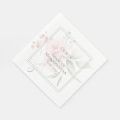 Serviette En Papier Roses d'aquarelle blanche de la fête de mariage (Coin)