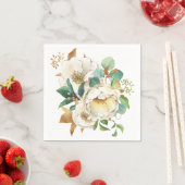 Serviette En Papier Roses d'aquarelle et papier de feuillage Napkin (En situation)