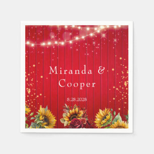 Serviette En Papier Roses de bois rouge et Mariage de tournesols