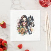 Serviette En Papier Roses de Parties scintillant de cheval fille esthé (En situation)