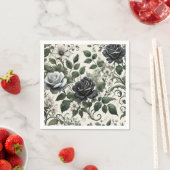 Serviette En Papier Roses de vinification blanc et noir (En situation)