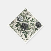 Serviette En Papier Roses de vinification blanc et noir (Coin)