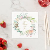 Serviette En Papier Roses d'été douces écriture dorée (En situation)