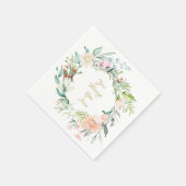 Serviette En Papier Roses d'été douces écriture dorée (Coin)