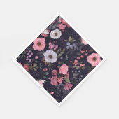 Serviette En Papier Roses d'été en noir (Coin)