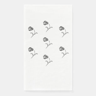Serviette En Papier roses élégantes en noir et blanc