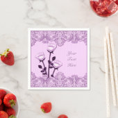 Serviette En Papier Roses élégants en satin rose et serviettes en dent (En situation)