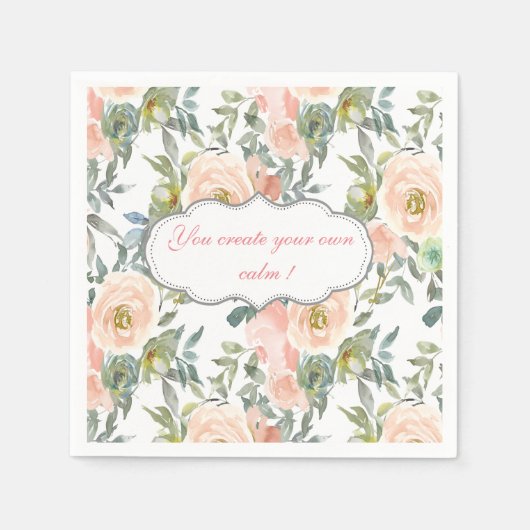 Serviette En Papier Roses élégants, Message Motivationnel (Devant)