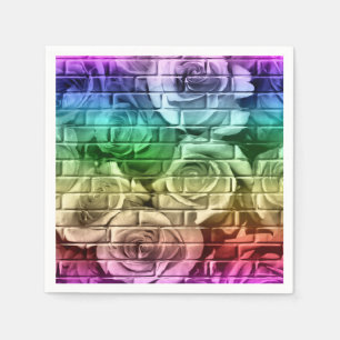 Serviette En Papier Roses en briques 16 Rainbow-Paper Cocktail Napkins
