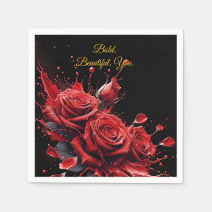 Serviette En Papier Roses en fleur - Anniversaire élégant