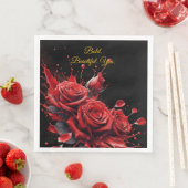 Serviette En Papier Roses en fleur - Anniversaire élégant (En situation)