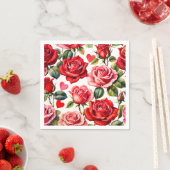 Serviette En Papier Roses et coeurs (En situation)