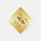 Serviette En Papier Roses et Gold 50e anniversaire Mariage personnalis (Coin)