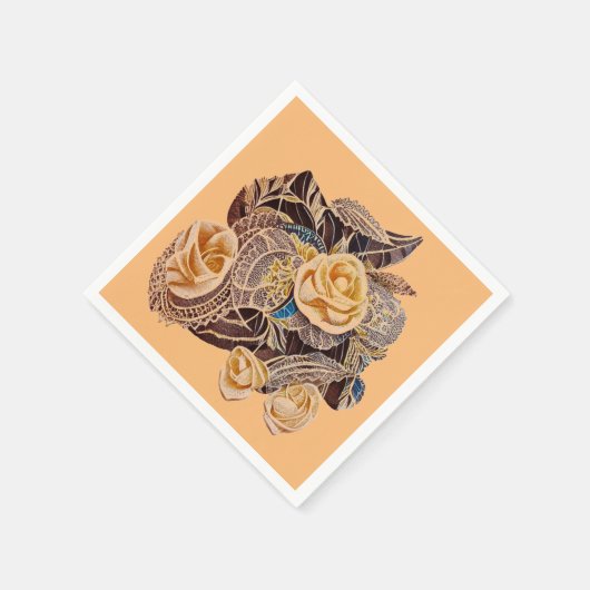 Serviette En Papier Roses et pointes (Coin)