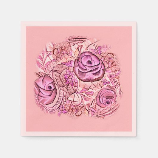 Serviette En Papier Roses et pointes (Devant)