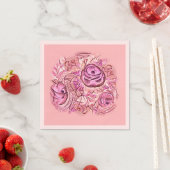 Serviette En Papier Roses et pointes (En situation)