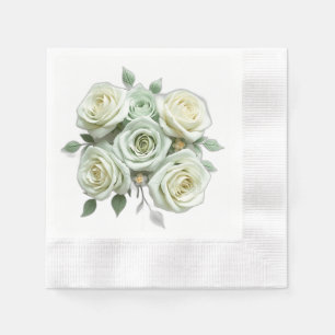 Serviette En Papier Roses floraux Art Déco Mint Green