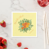 Serviette En Papier Roses floraux de Mariage orange jaune (En situation)