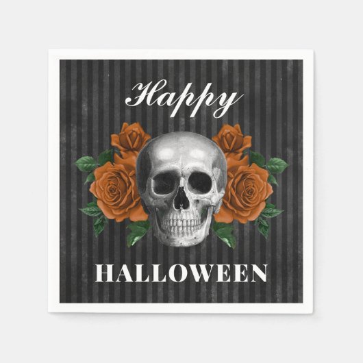 Serviette En Papier Roses gothiques et Halloween heureux (Devant)