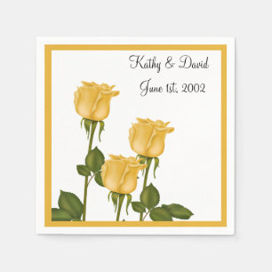 Serviette En Papier Roses jaunes (Mariage)