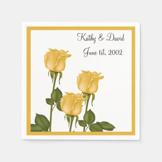 Serviette En Papier Roses jaunes (Mariage) (Devant)